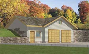 HWEPL63160 Two car garage for sloping lot