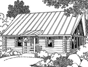 HWEPL55779 log cabin plans with covered front porch